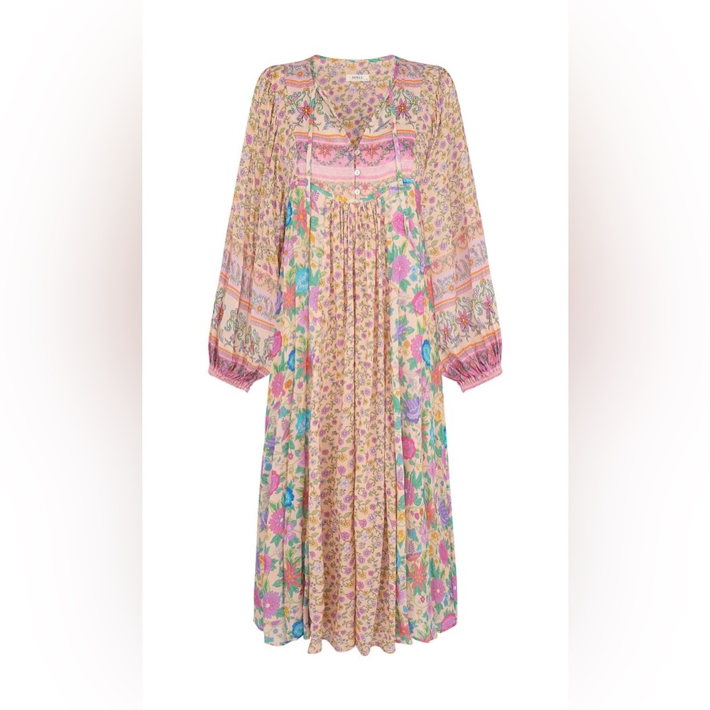 NWOT Spell 'Mossy Patchwork Boho Dress' in Spring Garden size M